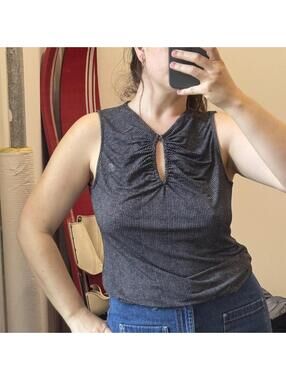 Women's Grey and Silver Vests-tanks-cami